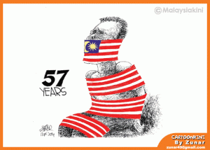 Cartoon by the Malaysian cartoonist Zunar- who is also investigated. 